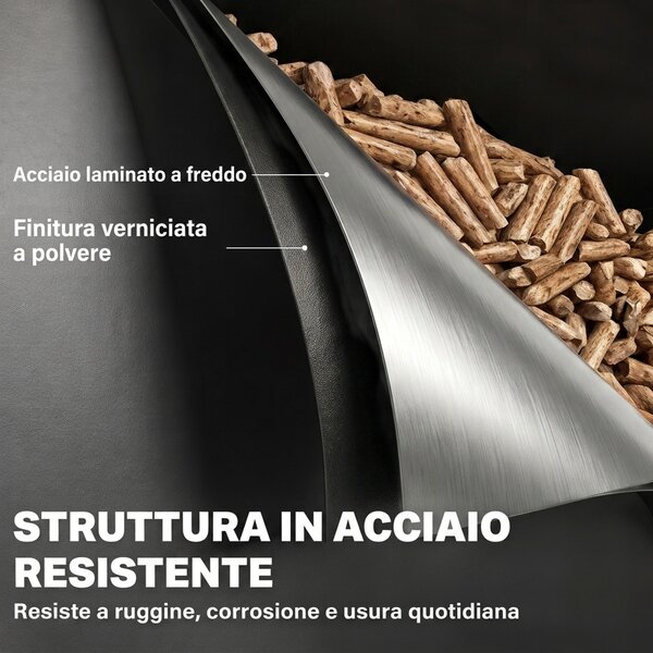 Outsunny Contenitore Per Pellet 30kg Con Ruote E Setaccio Nero | Aosom Italy