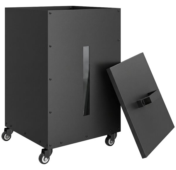 Outsunny Contenitore Per Pellet 30kg Con Ruote E Setaccio Nero | Aosom Italy