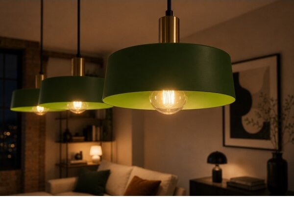 Lampadario a sospensione con filo HAKI 3xE27/60W/230V verde/nero/cromo lucido