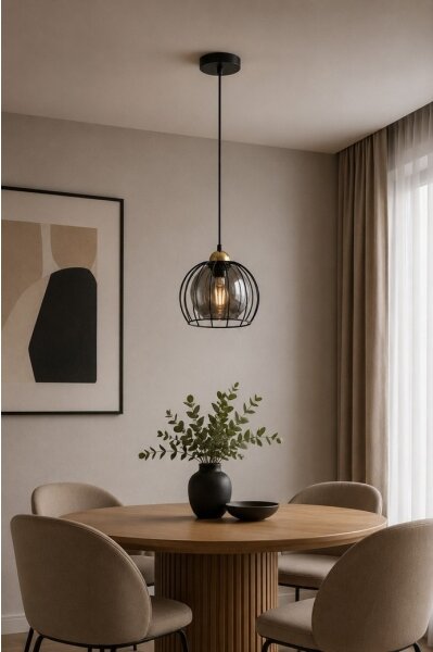 Lampadario a sospensione con filo SOLO BLACK 1xE27/60W230V nero/oro