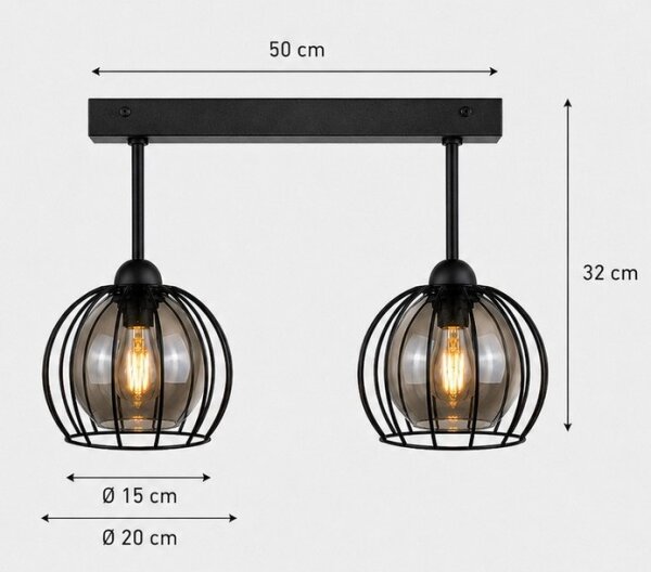Lampadario a plafone SOLO BLACK 2xE27/60W/230V