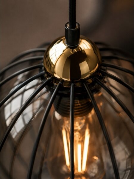 Lampadario a sospensione con filo SOLO BLACK 1xE27/60W230V nero/oro