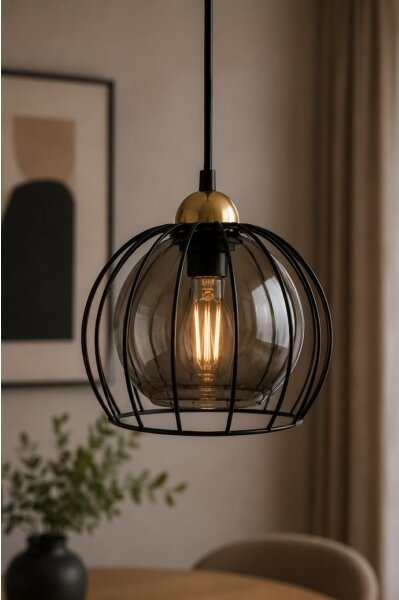 Lampadario a sospensione con filo SOLO BLACK 1xE27/60W230V nero/oro