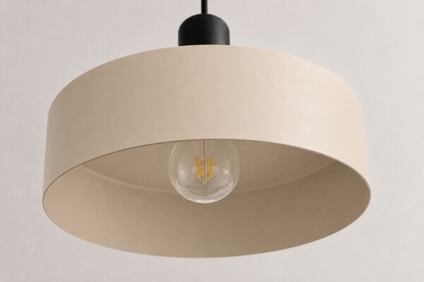 Lampadario a sospensione con filo LATTE 1xE27/60W/230V beige/nero