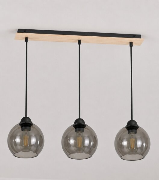 Lampadario su corda UNO WOOD 3xE27/60W/230V nero/marrone