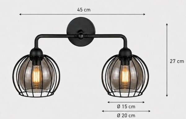 Applique SOLO BLACK 2xE27/60W/230V