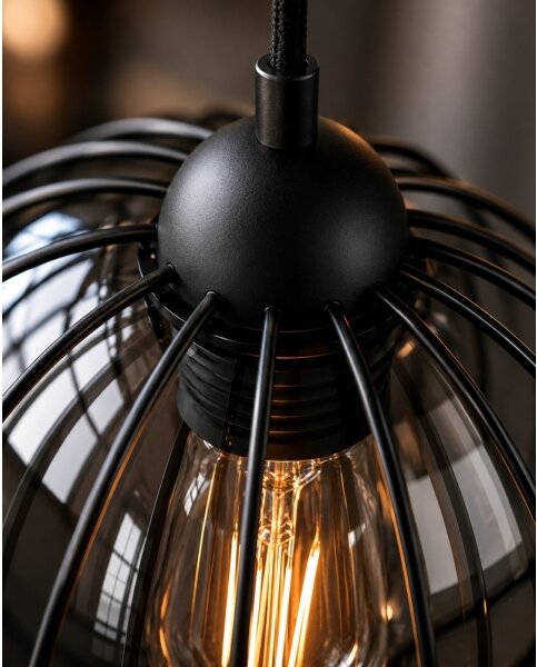 Lampadario a sospensione con filo SOLO BLACK 3xE27/60W/230V diametro 30 cm