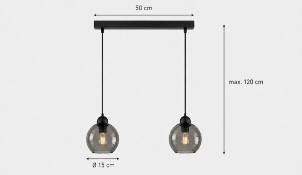 Lampadario su corda UNO 2xE27/60W/230V nero