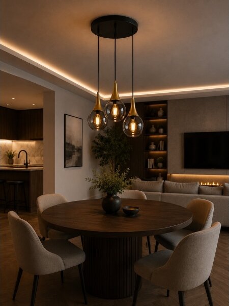 Lampadario a sospensione con filo LACRIMA SMOKY 3xE27/60W/230V diametro 30 cm