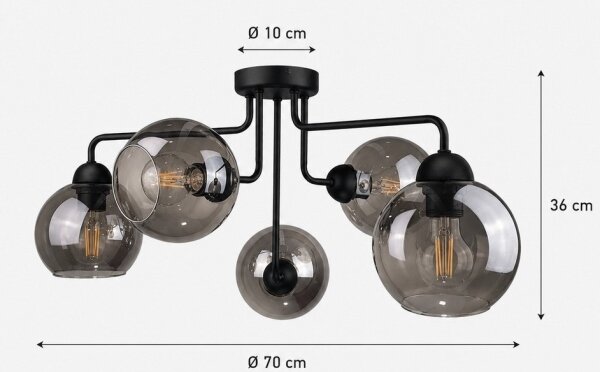 Lampadario a plafone OSMO 5xE27/60W/230V nero