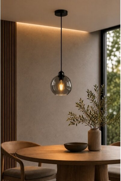 Lampadario a sospensione con filo UNO 1xE27/60W/230V nero/fumé