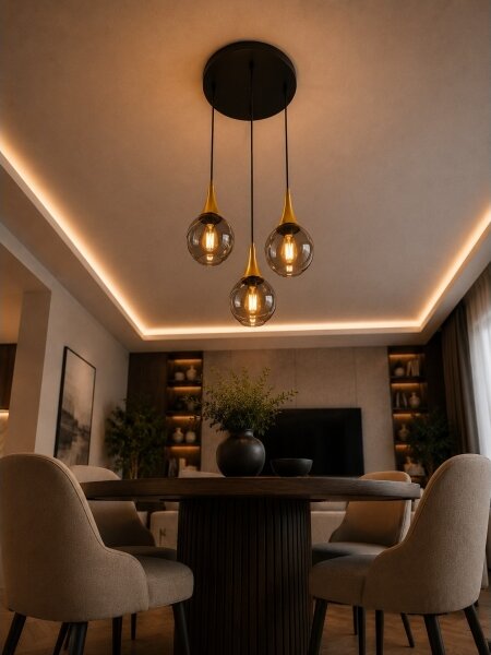 Lampadario a sospensione con filo LACRIMA SMOKY 3xE27/60W/230V diametro 30 cm