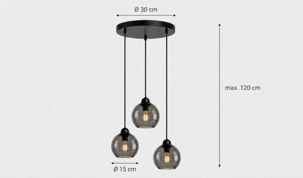 Lampadario a sospensione con filo UNO 3xE27/60W/230V nero