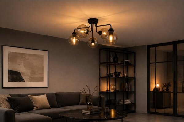 Lampadario a plafone OSMO 5xE27/60W/230V nero