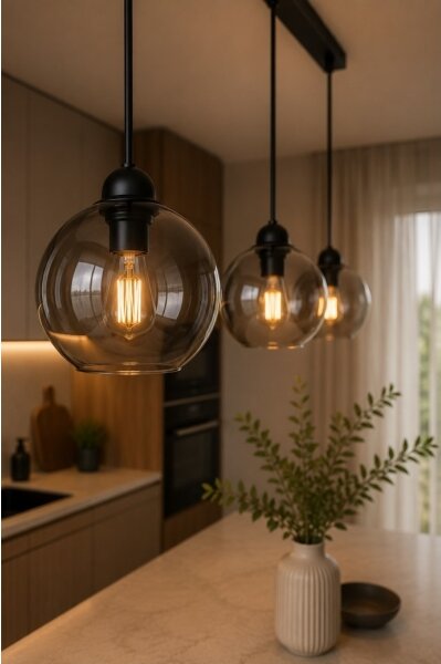 Lampadario a sospensione con filo UNO 3xE27/60W/230V nero/fumé