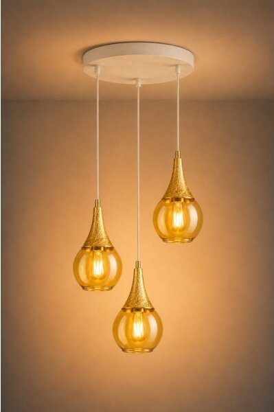 Lampadario a sospensione con filo LACRIMA WHITE 3xE27/60W/230V diametro 30 cm