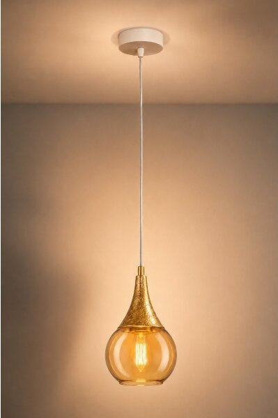 Lampadario a sospensione con filo LACRIMA WHITE 1xE27/60W/230V