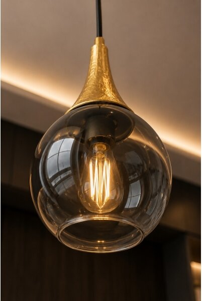 Lampadario a sospensione con filo LACRIMA SMOKY 3xE27/60W/230V diametro 30 cm