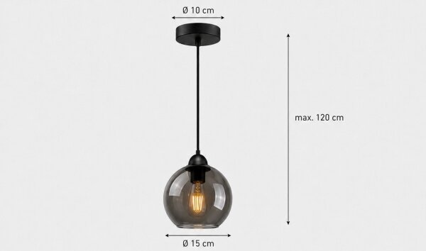 Lampadario a sospensione con filo UNO 1xE27/60W/230V nero/fumé