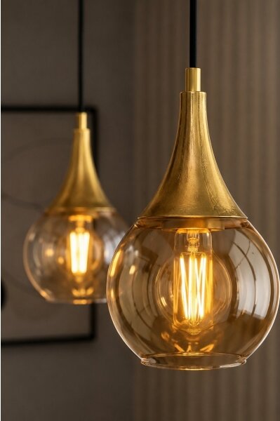 Lampadario a sospensione con filo LACRIMA HONEY 2xE27/60W/230V