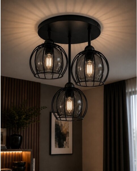 Lampadario a plafone SOLO BLACK 3xE27/60W/230V diametro 30 cm