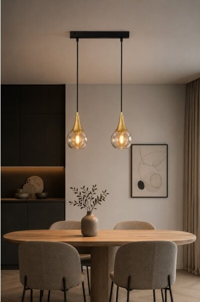 Lampadario a sospensione con filo LACRIMA HONEY 2xE27/60W/230V