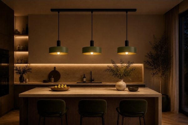 Lampadario a sospensione con filo HAKI 3xE27/60W/230V verde/nero
