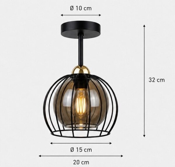 Lampadario a plafone SOLO BLACK 1xE27/60W/230V nero/oro