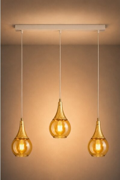 Lampadario a sospensione con filo LACRIMA WHITE 3xE27/60W/230V