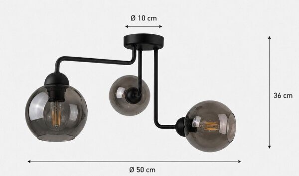 Lampadario a plafone OSMO 3xE27/60W/230V nero
