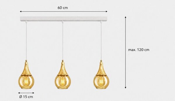 Lampadario a sospensione con filo LACRIMA WHITE 3xE27/60W/230V