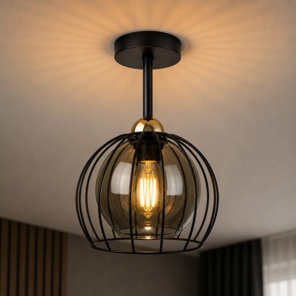 Lampadario a plafone SOLO BLACK 1xE27/60W/230V nero/oro