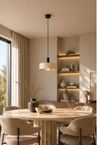 Lampadario a sospensione con filo LATTE 1xE27/60W/230V beige/nero