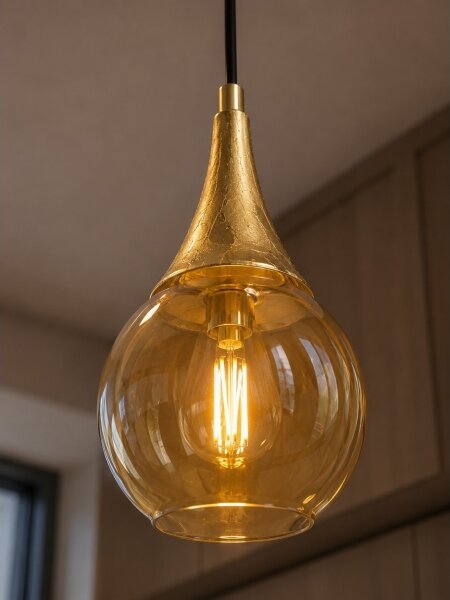 Lampadario a sospensione con filo LACRIMA HONEY 1xE27/60W/230V