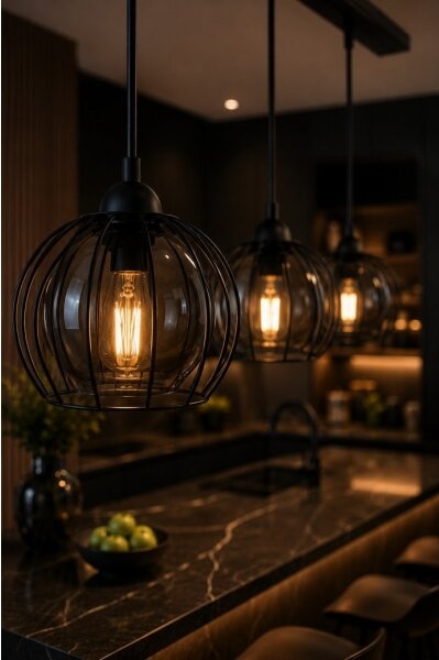 Lampadario a sospensione con filo SOLO BLACK 3xE27/60W/230V