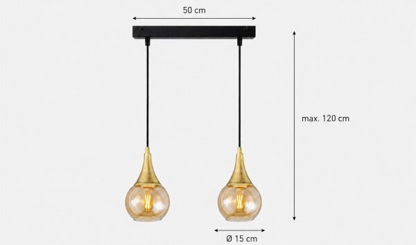 Lampadario a sospensione con filo LACRIMA HONEY 2xE27/60W/230V