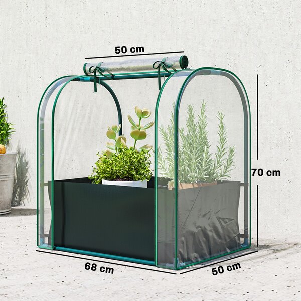Outsunny Mini Serra con Borsa per Coltivazione e Porta Avvolgibile, 68x50x70 cm, Verde Scuro | Aosom Italy