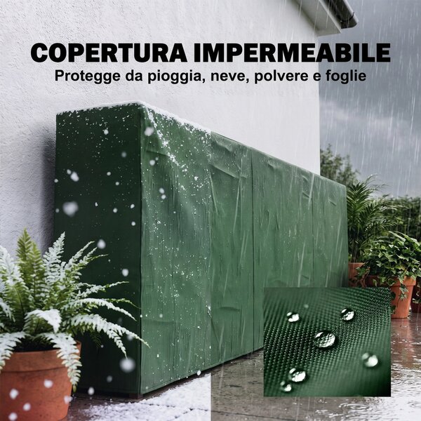Outsunny Portalegna da 1m³ Regolabile con Telo Impermeabile in PE, in Metallo, 300x36x99 cm, Nero e Verde Scuro | Aosom Italy