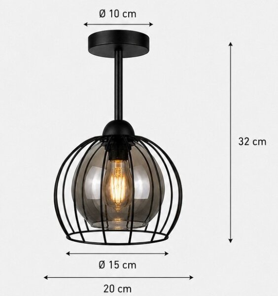 Lampadario a plafone SOLO BLACK 1xE27/60W/230V