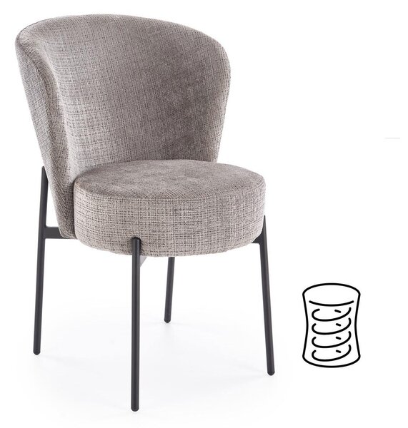 Sedia K590 in tessuto CREMONA color grigio con struttura nera – 55x66x80 cm