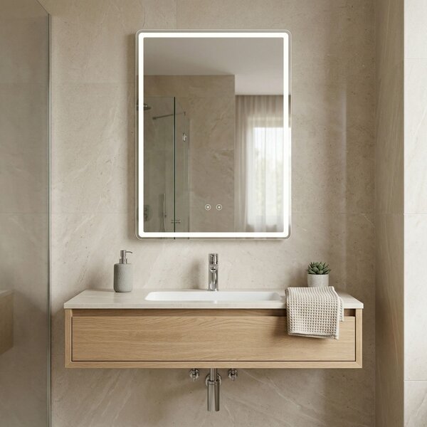 Specchio LED MARLO con illuminazione ambient – 80x60 cm