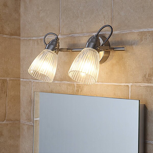 Lampada da parete Kara Lindby, dimmerabile, Alluminio / Grigio / Zincato, Bagno, Vetro, Moderno, Applique