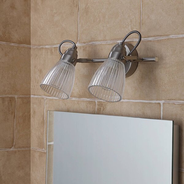 Lampada da parete Kara Lindby, dimmerabile, Alluminio / Grigio / Zincato, Bagno, Vetro, Moderno, Applique