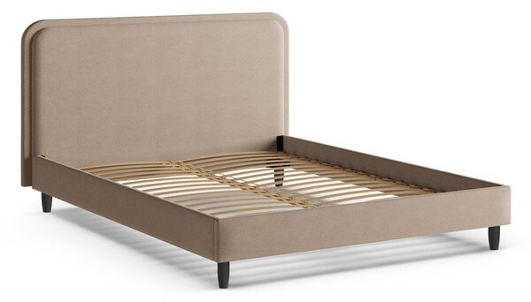 Letto matrimoniale imbottito greige con rete inclusa 180x200 cm Aveline – Micadoni