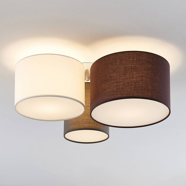 Plafoniera soffitto Laurenz Lindby, dimmerabile, Alluminio / Grigio / Zincato, Soggiorno / Sala da pranzo, Tessuto / Stoffa / Seta, Moderno, Plafoniera