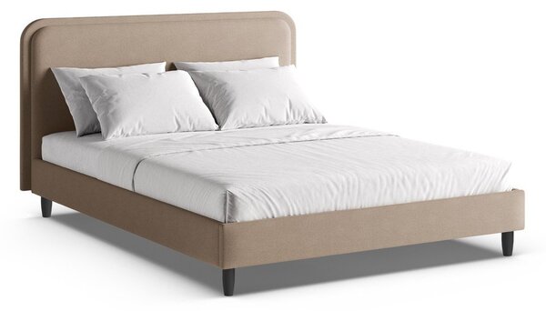 Letto matrimoniale imbottito greige con rete inclusa 180x200 cm Aveline – Micadoni