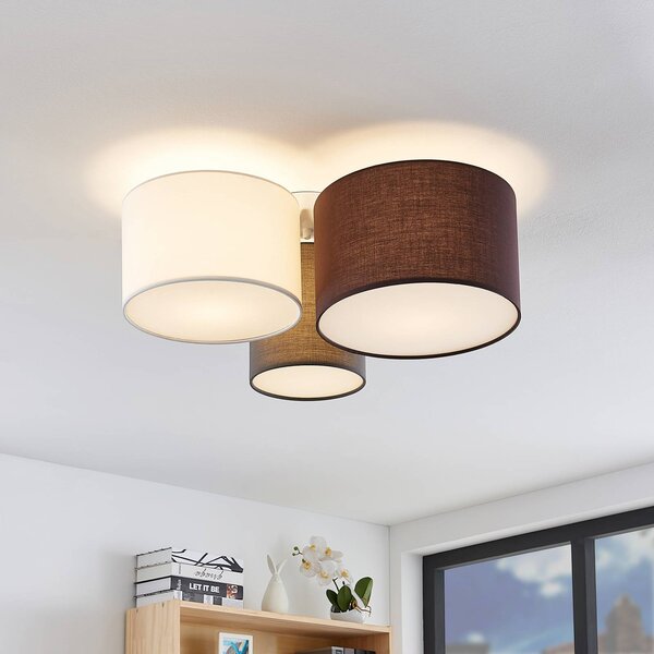 Plafoniera soffitto Laurenz Lindby, dimmerabile, Alluminio / Grigio / Zincato, Soggiorno / Sala da pranzo, Tessuto / Stoffa / Seta, Moderno, Plafoniera