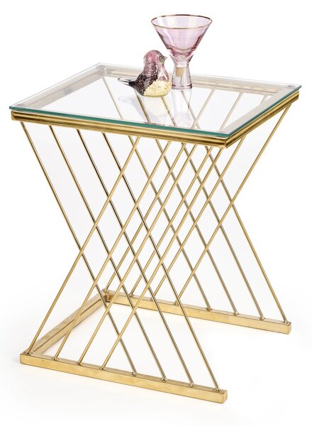 Tavolino da caffè Nancy in vetro e acciaio cromato – 45x39x52 cm