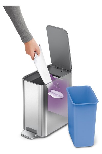Cestino per rifiuti in acciaio con piedini in argento opaco 5 l - simplehuman