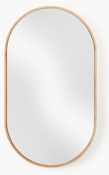 Specchio da parete ovale con cornice in legno di quercia Avery